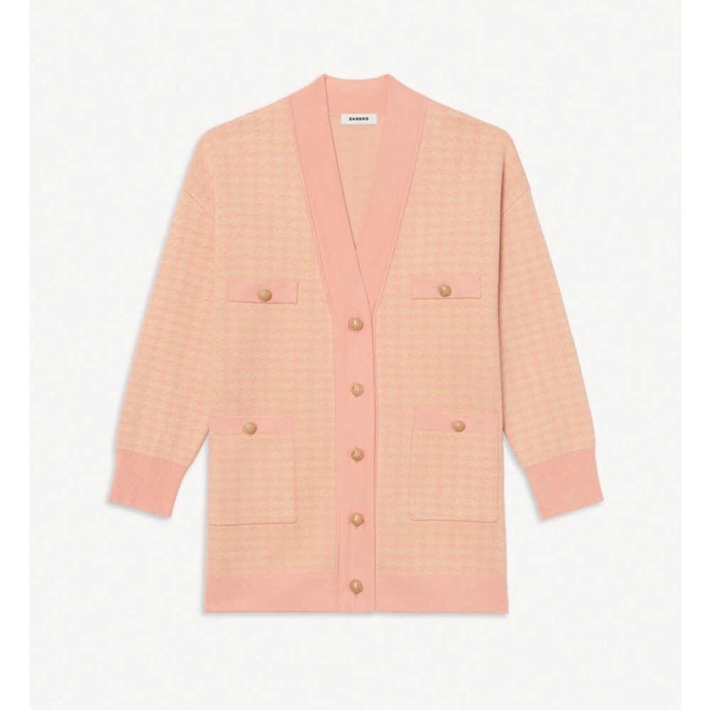 Sandro Women's Pink and Cream Cardigan - Picture 8 of 8